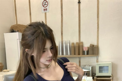 Plain Henley Slim Short-Sleeve Crop Fit T-Shirt