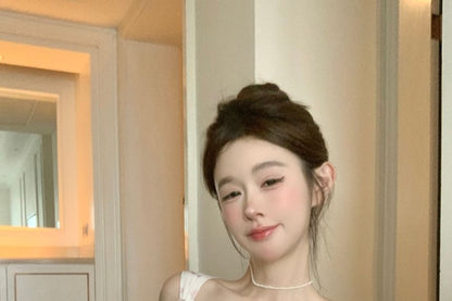 Slim Floral Top Bow Camisole Fit