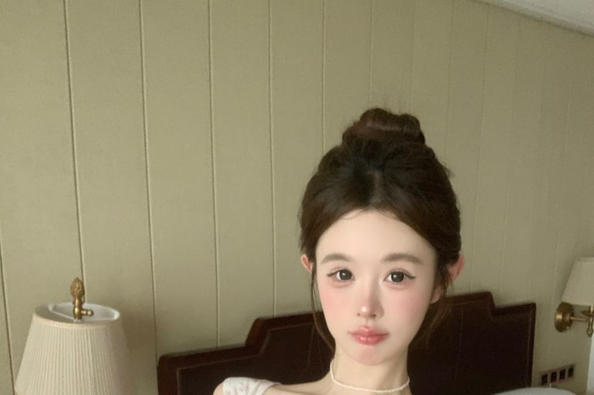 Slim Floral Top Bow Camisole Fit