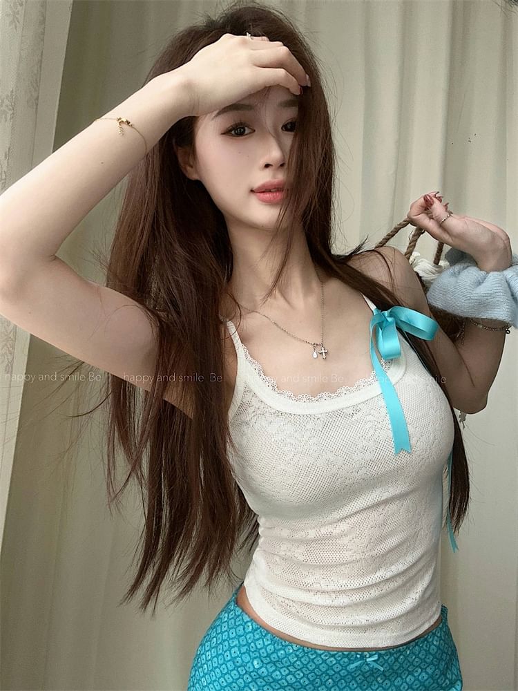 / Waist Pencil Mid Floral Slim Lace Fit Top Bow Skirt Mini Cami Print