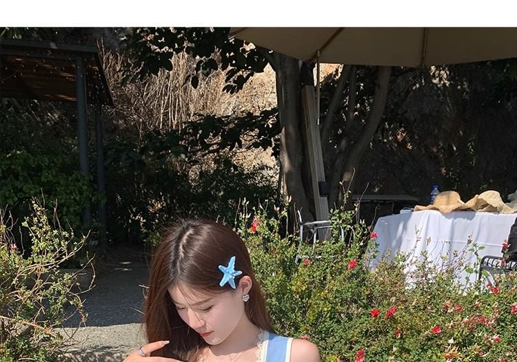 Neck Top Bow Lace Fit Slim Square Trim Tank