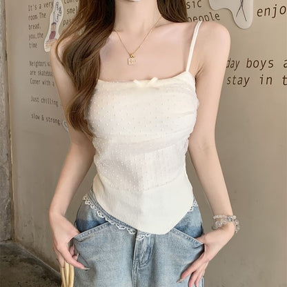 Fit Dotted Bow Top Slim Panel Cami