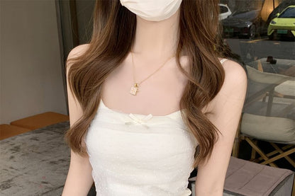 Fit Dotted Bow Top Slim Panel Cami