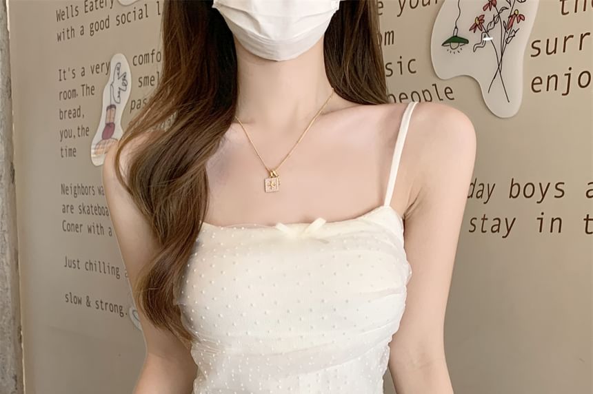 Fit Dotted Bow Top Slim Panel Cami