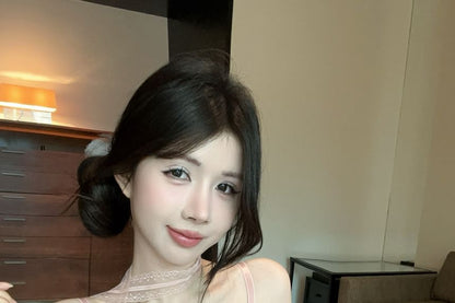 Crop Padded Top Floral Cami Lace