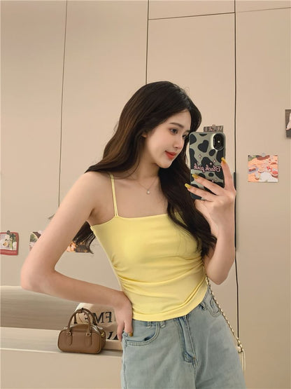 Slim Racerback Camisole Fit Ruched Padded Top