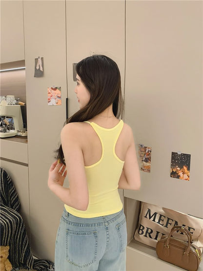 Slim Racerback Camisole Fit Ruched Padded Top