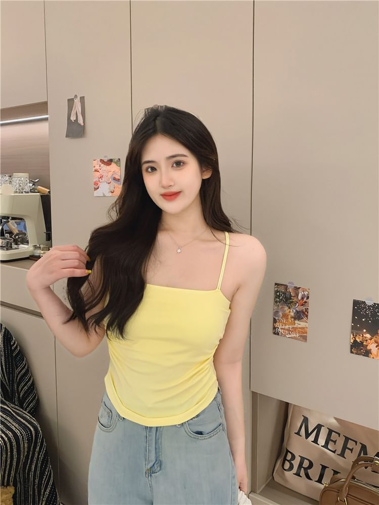 Slim Racerback Camisole Fit Ruched Padded Top