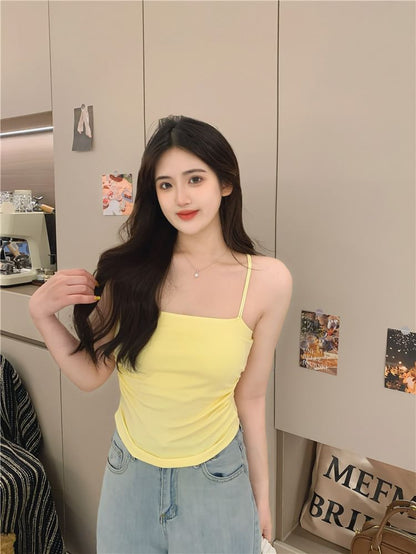 Slim Racerback Camisole Fit Ruched Padded Top