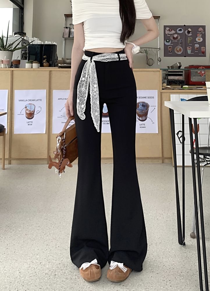 Waist High Pants Plain Bootcut