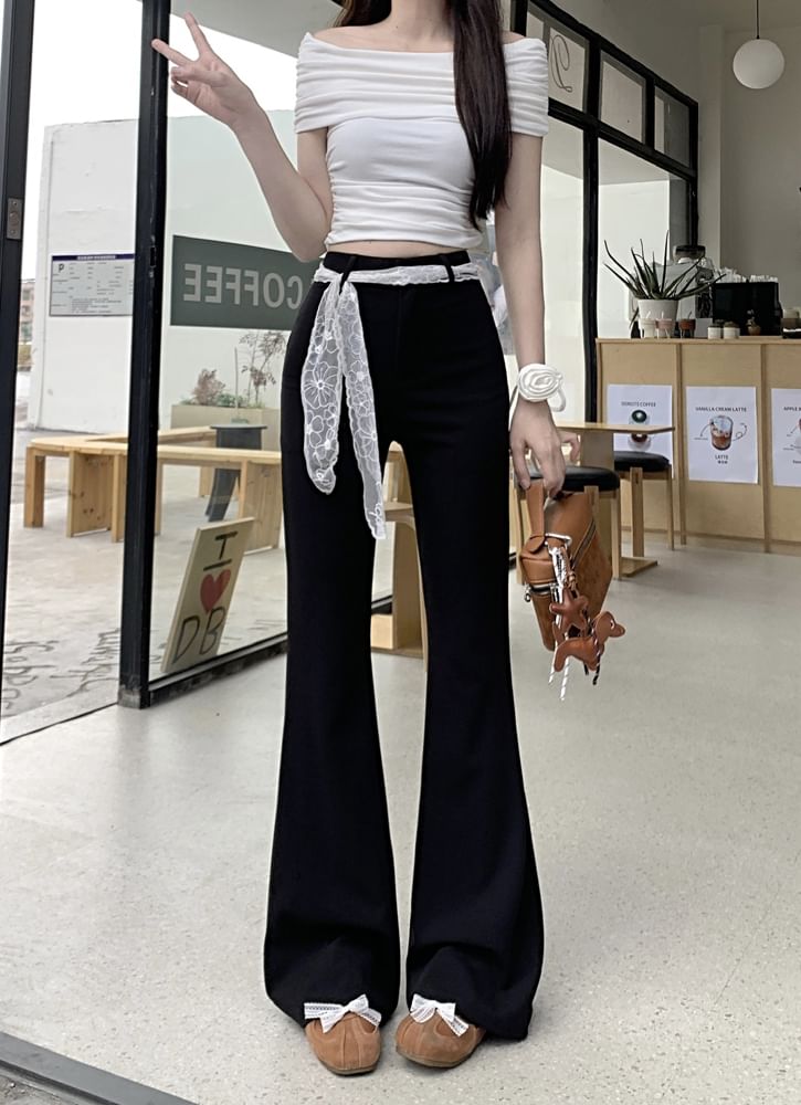 Waist High Pants Plain Bootcut