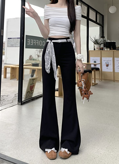 Waist High Pants Plain Bootcut