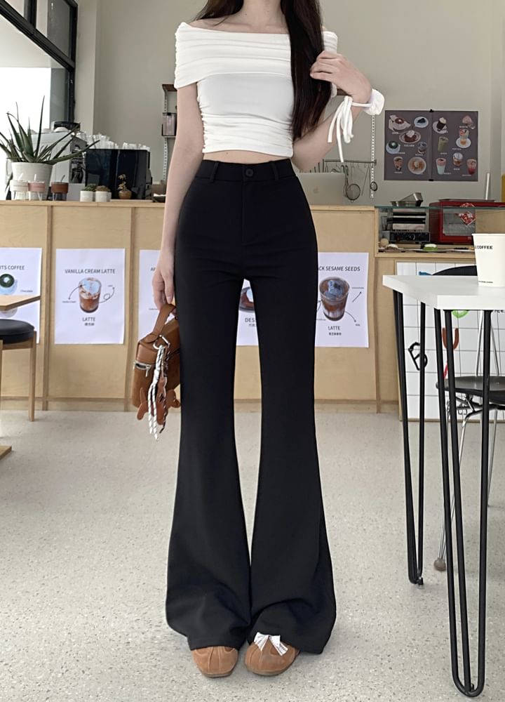 Waist High Pants Plain Bootcut
