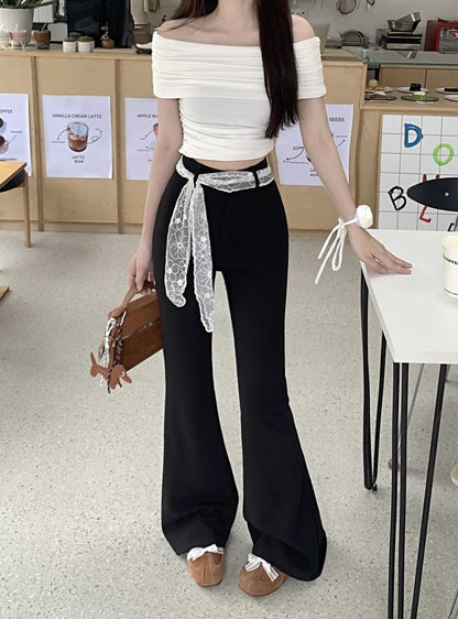 Waist High Pants Plain Bootcut