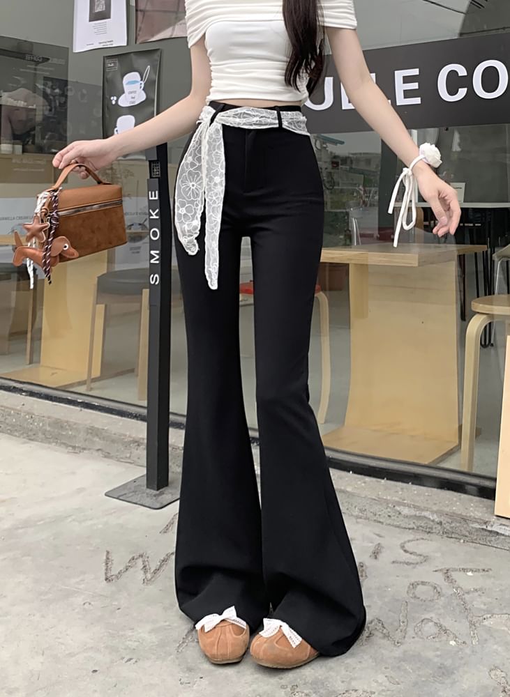 Waist High Pants Plain Bootcut