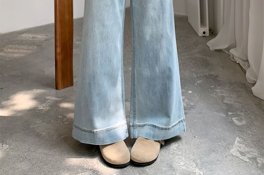 Wide Washed High Jeans Leg Waist