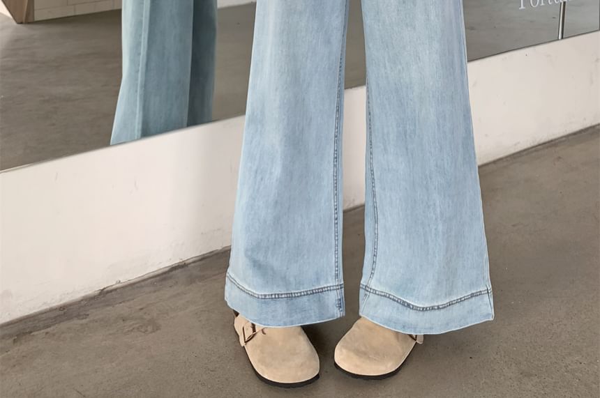 Wide Washed High Jeans Leg Waist