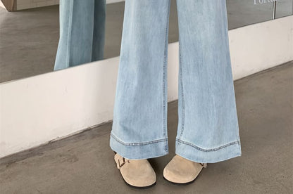 Wide Washed High Jeans Leg Waist