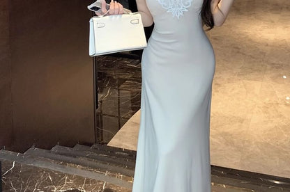 V-Neck Lace Dress Panel Maxi Sleeveless Mermaid