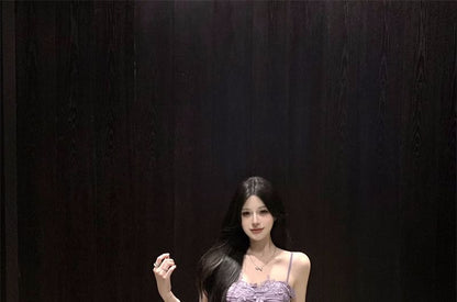 Maxi A-Line Dress Plain Ruched Ruffle Strap Slit Lace Spaghetti Panel