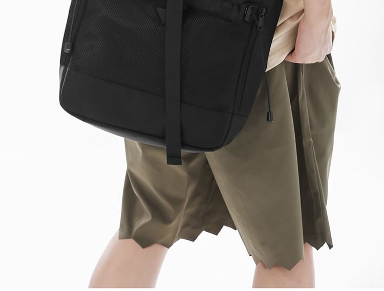 Panel Mesh Bag Crossbody Nylon Buckled