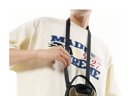 Drawstring Mobile Phone Nylon Crossbody Bag Plaid