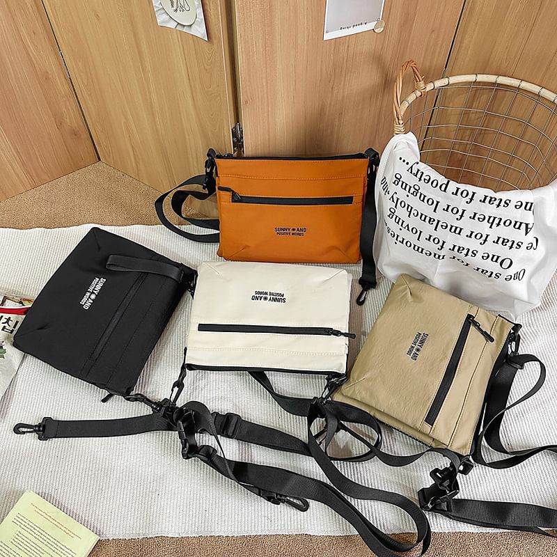 Print Crossbody Bag Lettering Nylon