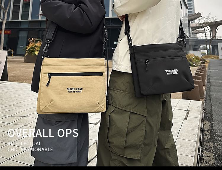 Print Crossbody Bag Lettering Nylon