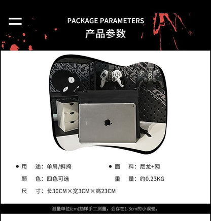 Print Crossbody Bag Lettering Nylon