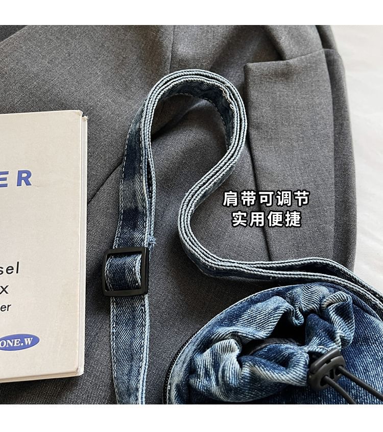 Bag Crossbody Drawstring Mobile Denim Phone