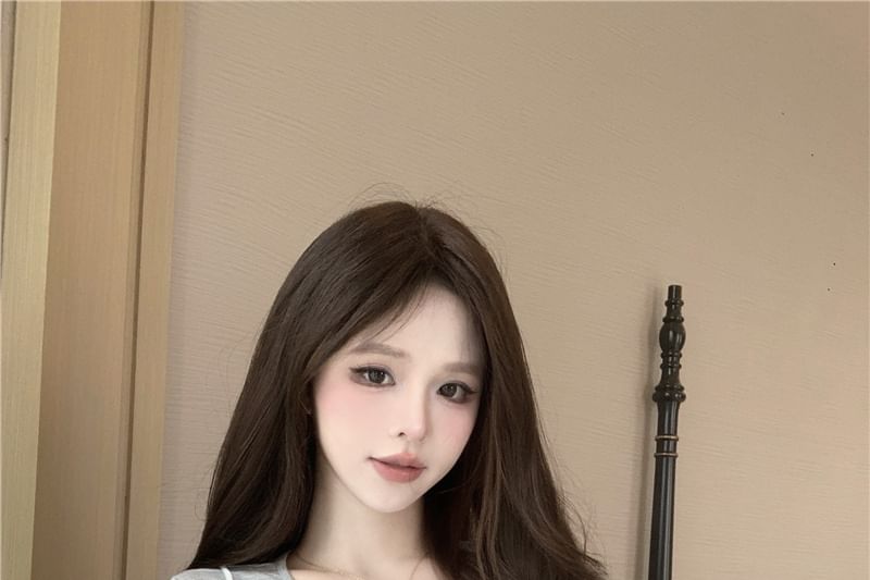 Ruffle Set: Cami Sheer + Plain Crew Tee Short-Sleeve Floral Top Neck