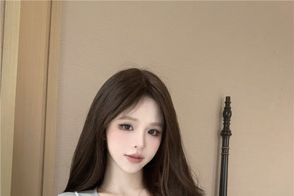 Ruffle Set: Cami Sheer + Plain Crew Tee Short-Sleeve Floral Top Neck