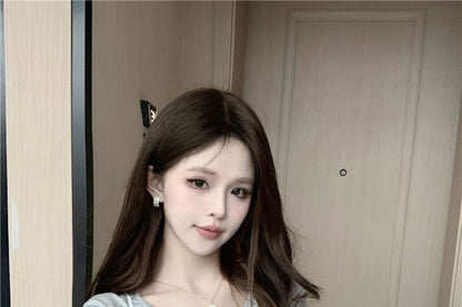 Ruffle Set: Cami Sheer + Plain Crew Tee Short-Sleeve Floral Top Neck