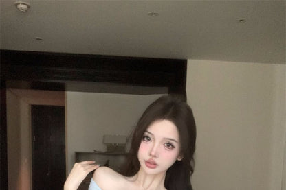 Short-Sleeve Plain T-Shirt One-Shoulder