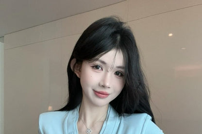 V-Neck Plain Trim Ruched T-Shirt Short-Sleeve Lace