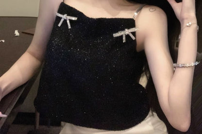 Bow Top Glitter Rhinestone Cami
