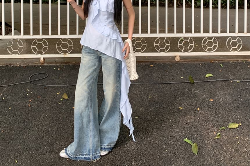 Cami Asymmetrical Plain Ruffle Top