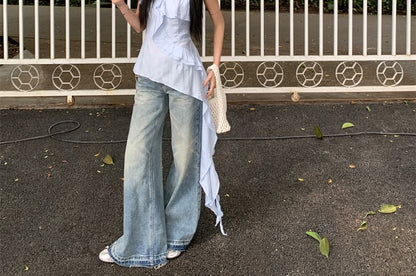 Cami Asymmetrical Plain Ruffle Top