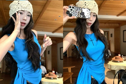 Top Tank Neck Crew Plain Tie-Up