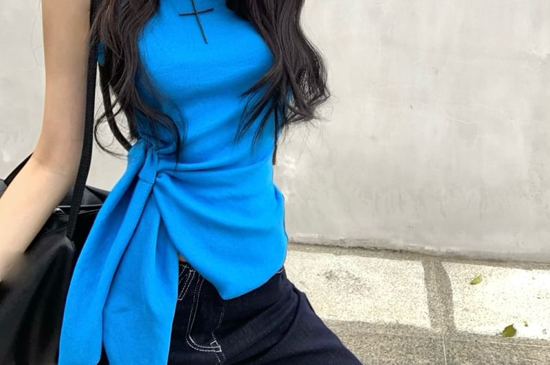 Top Tank Neck Crew Plain Tie-Up