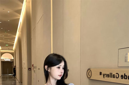 Neck Tie + Plain Top Plunge Tank Scoop Camisole Set: Deep Shoulder