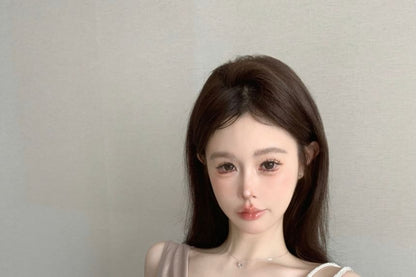 Neck Cowl Camisole Plain Asymmetrical Top