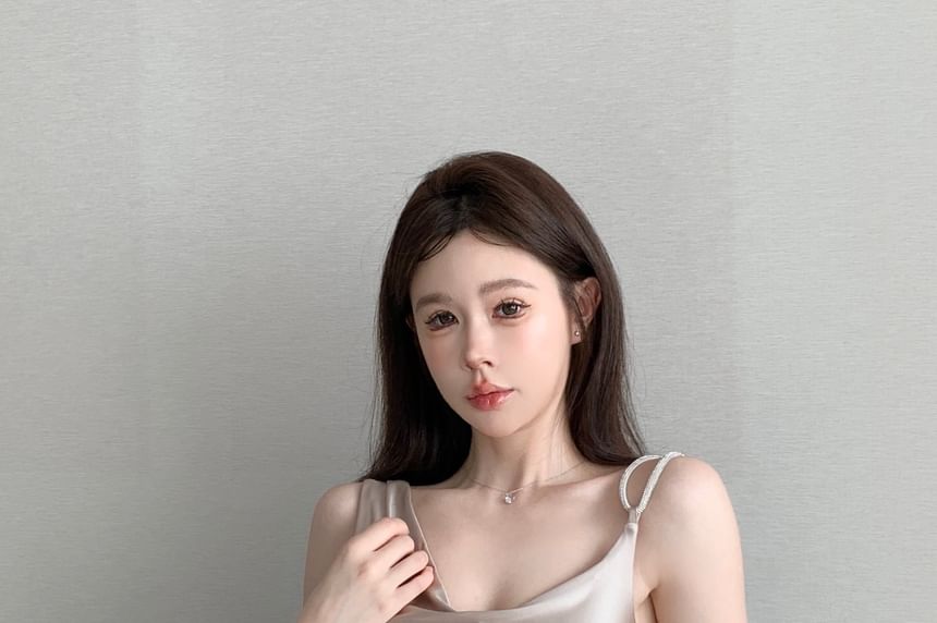 Neck Cowl Camisole Plain Asymmetrical Top