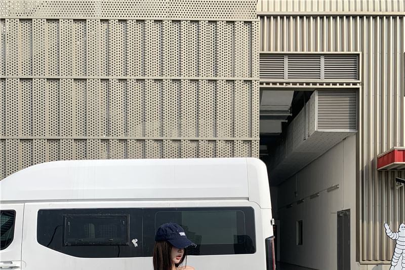 Mini Shoulder Skirt Off Plain A-Line Long-Sleeve Crop T-Shirt /