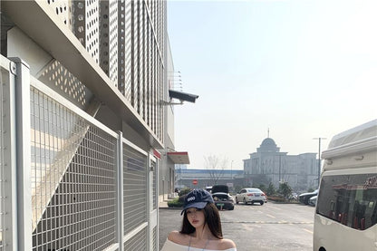 Mini Shoulder Skirt Off Plain A-Line Long-Sleeve Crop T-Shirt /