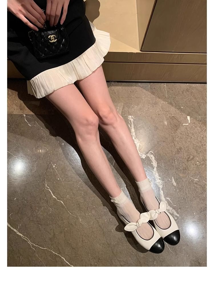 Faux Ballet Bow Two Tone Leather Flats
