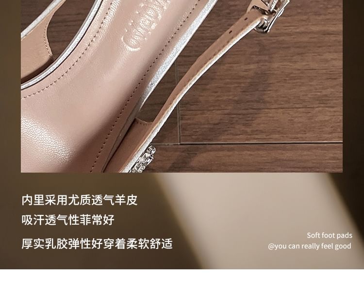 Slingback Rhinestone Sandals Pointy High Heel