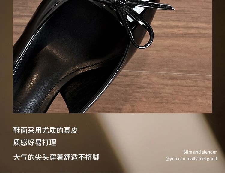 Slingback Bow Heel Plain Sandals High Pointy