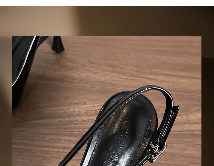 Slingback Bow Heel Plain Sandals High Pointy