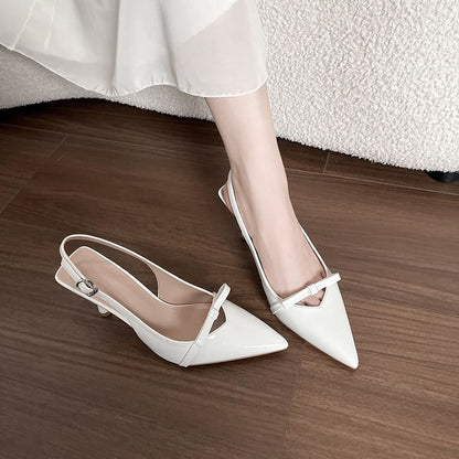 Slingback Pointy High Heel Plain Sandals Bow